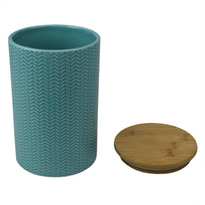 Wave Large Ceramic Canister, Turquoise