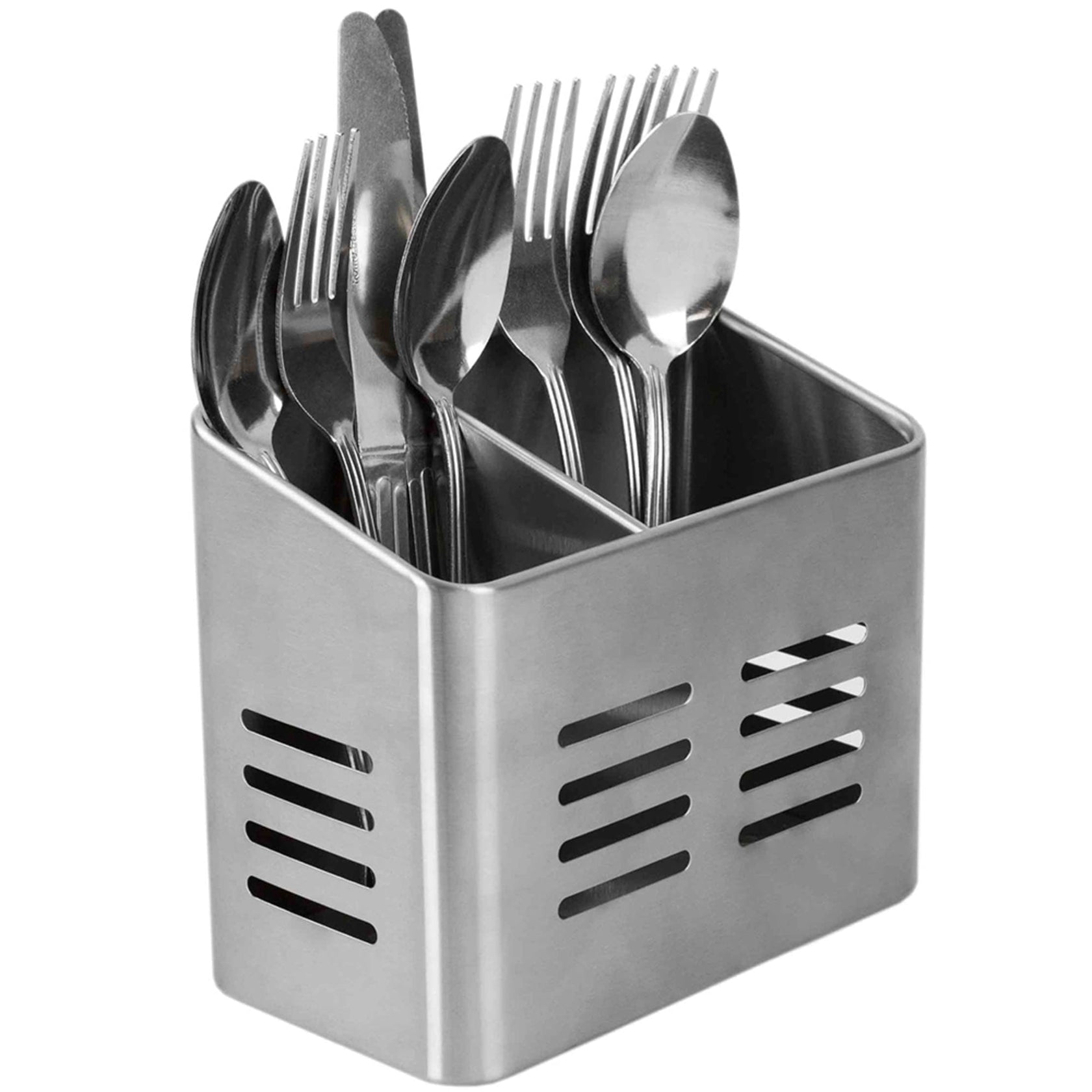 Dual Compartment Stainless Steel Cutlery Holder | KITCHEN ORGANIZATION ...