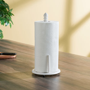 Lattice Collection Cast Iron Paper Towel Holder, White