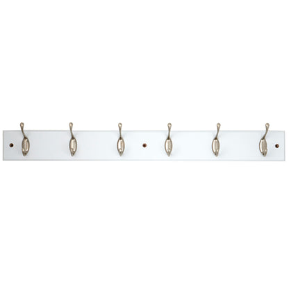 6 Hook Wall Mounted Hanging Rack, White