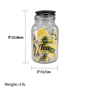 Tea Time 67.6 oz. Glass Jar with Ceramic Flip Lid Top, Black