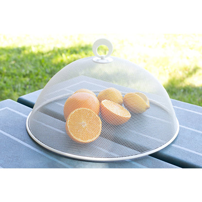 Round Mesh Collapsible Food Plate Cover, White