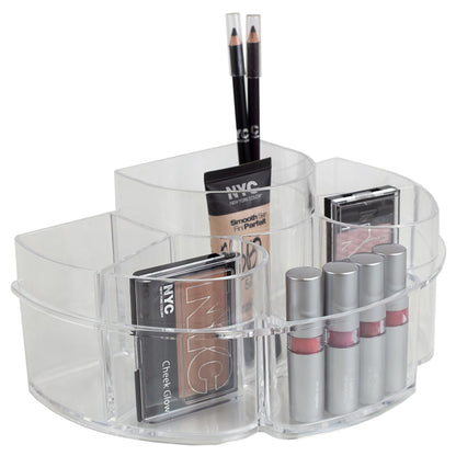 Half Moon Shatter-Resistant Plastic Cosmetic Organizer, Clear
