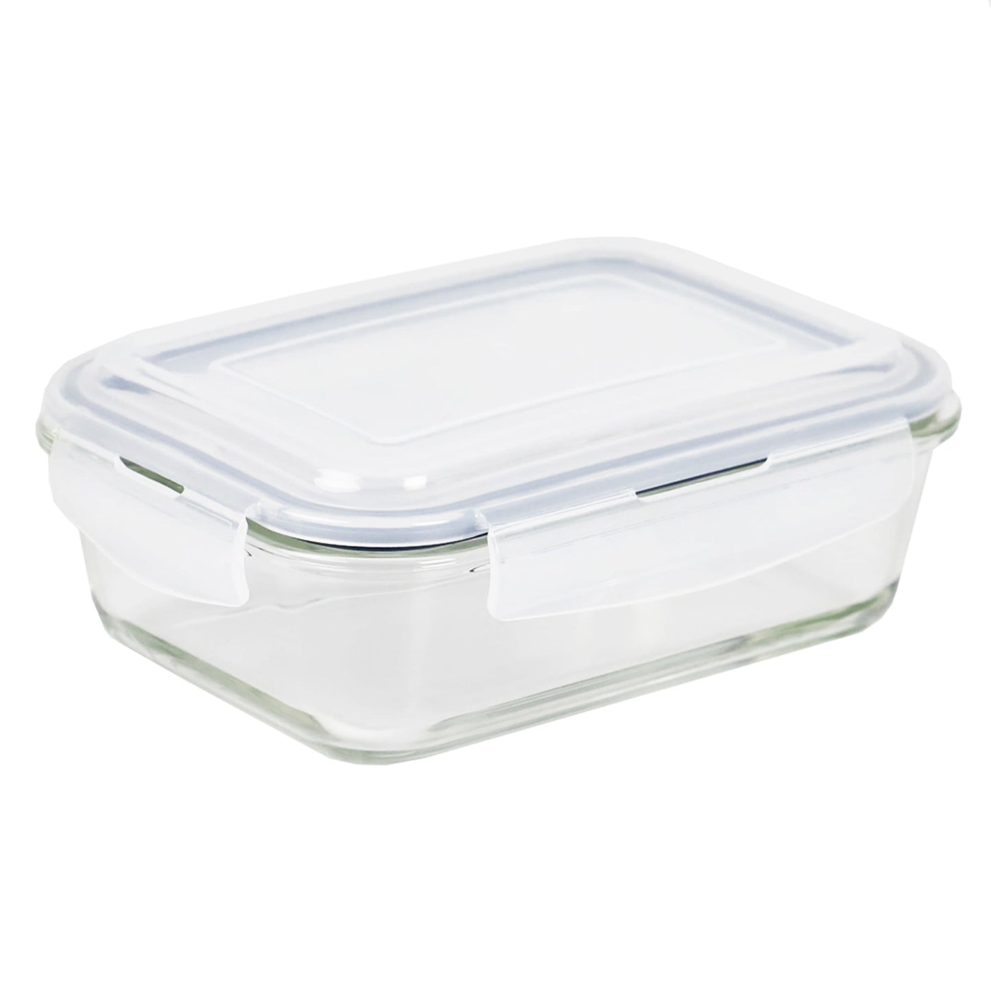 Michael Graves Design 35 Ounce High Borosilicate Glass Rectangle Food Storage Container with Indigo Rubber Seal