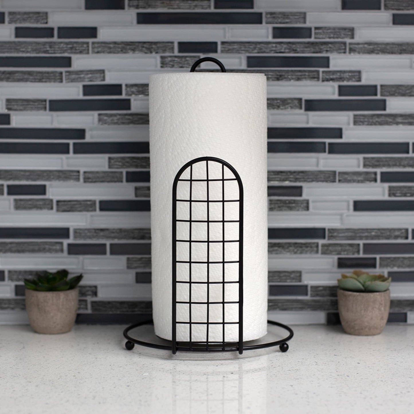 Grid Collection Free Standing Paper Towel Holder, Black