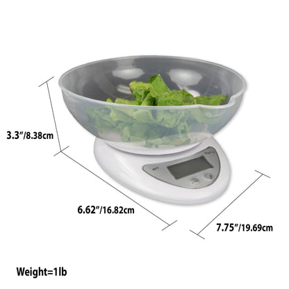 Digital Food Scale with Plastic Bowl, White