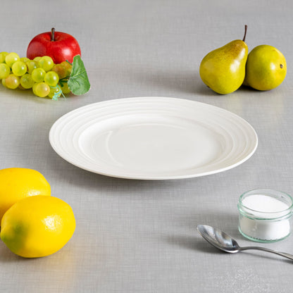 Embossed Circle 10.5" Ceramic Dinner Plate, White