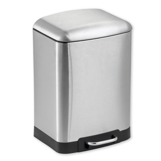 Michael Graves Design Soft Close 6 Liter Step On Stainless Steel Waste Bin, Silver