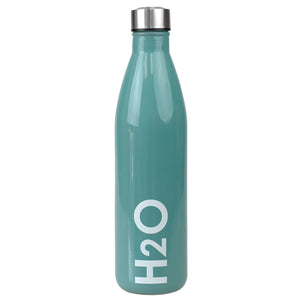 Home Basics Solid 32 oz. Glass Travel Water Bottle with Easy Twist-on Leak Proof Steel Cap, Aqua - Aqua