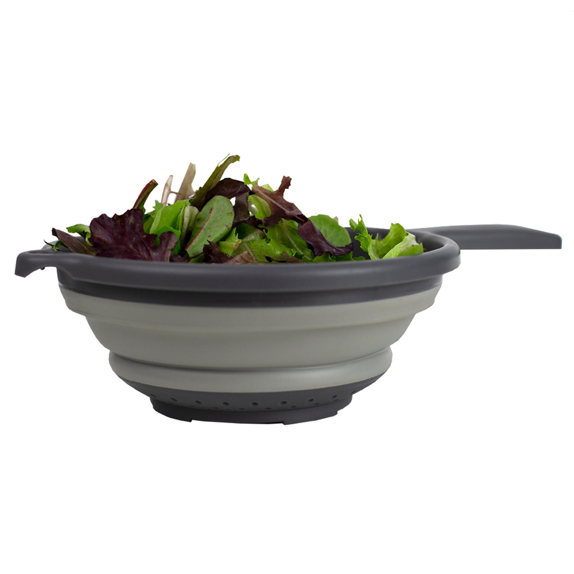 Home Basics Collapsible Silicone Colander with Handle, Grey - Grey