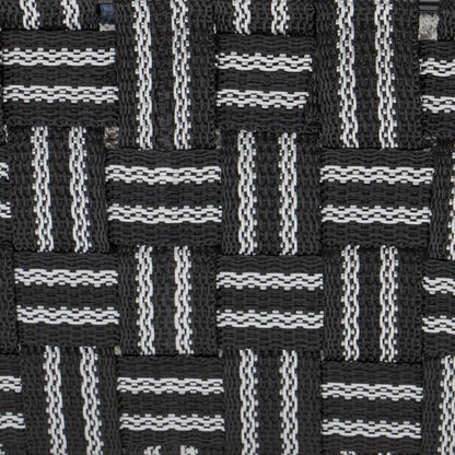 Stripe Large Woven Strap Open Bin, Black