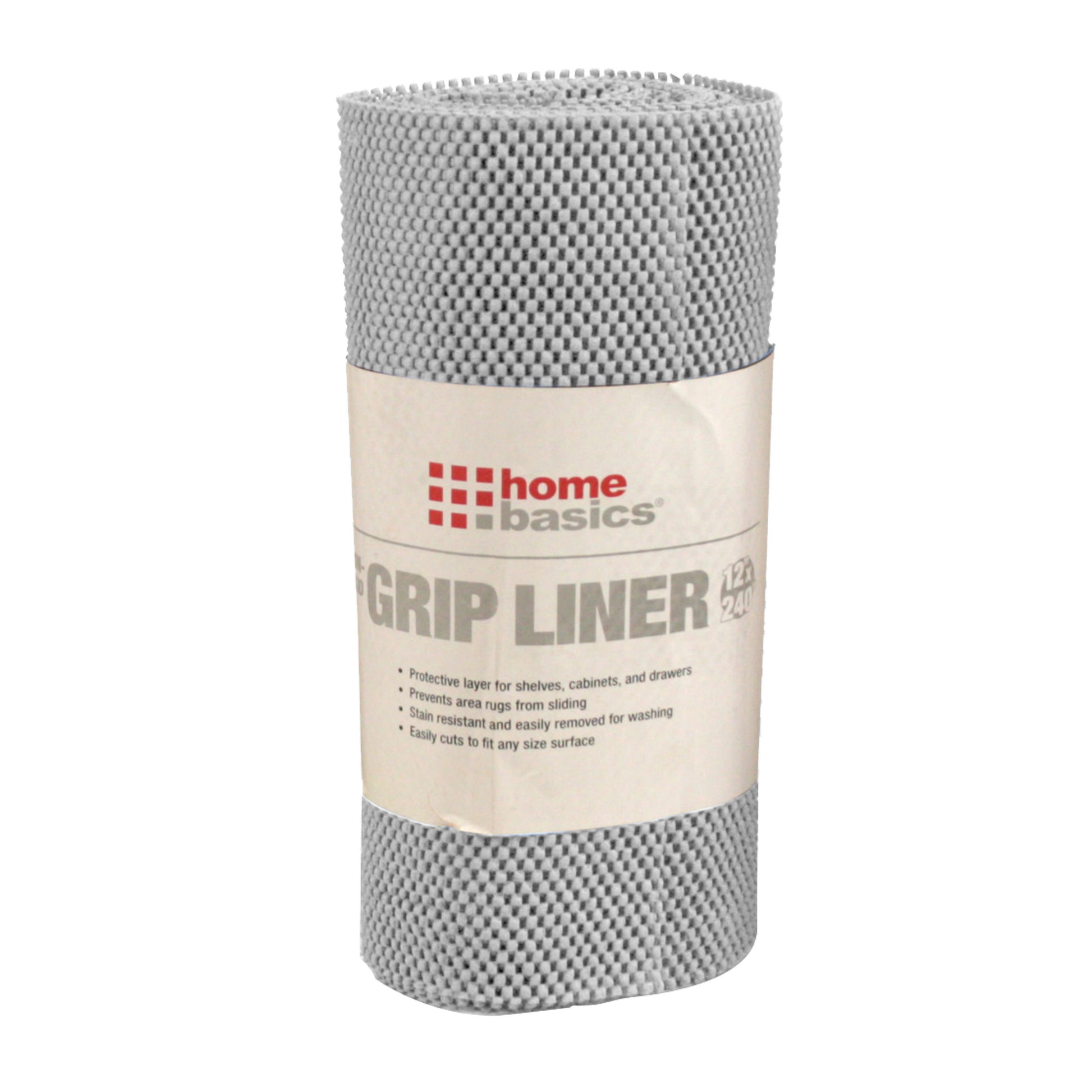 Home Basics Non-Adhesive  12” x 240”  Rubber Shelf Grip Liner - Grey