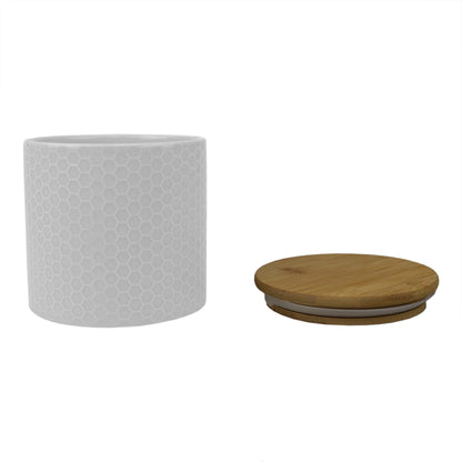 Honeycomb Small Ceramic Canister, White