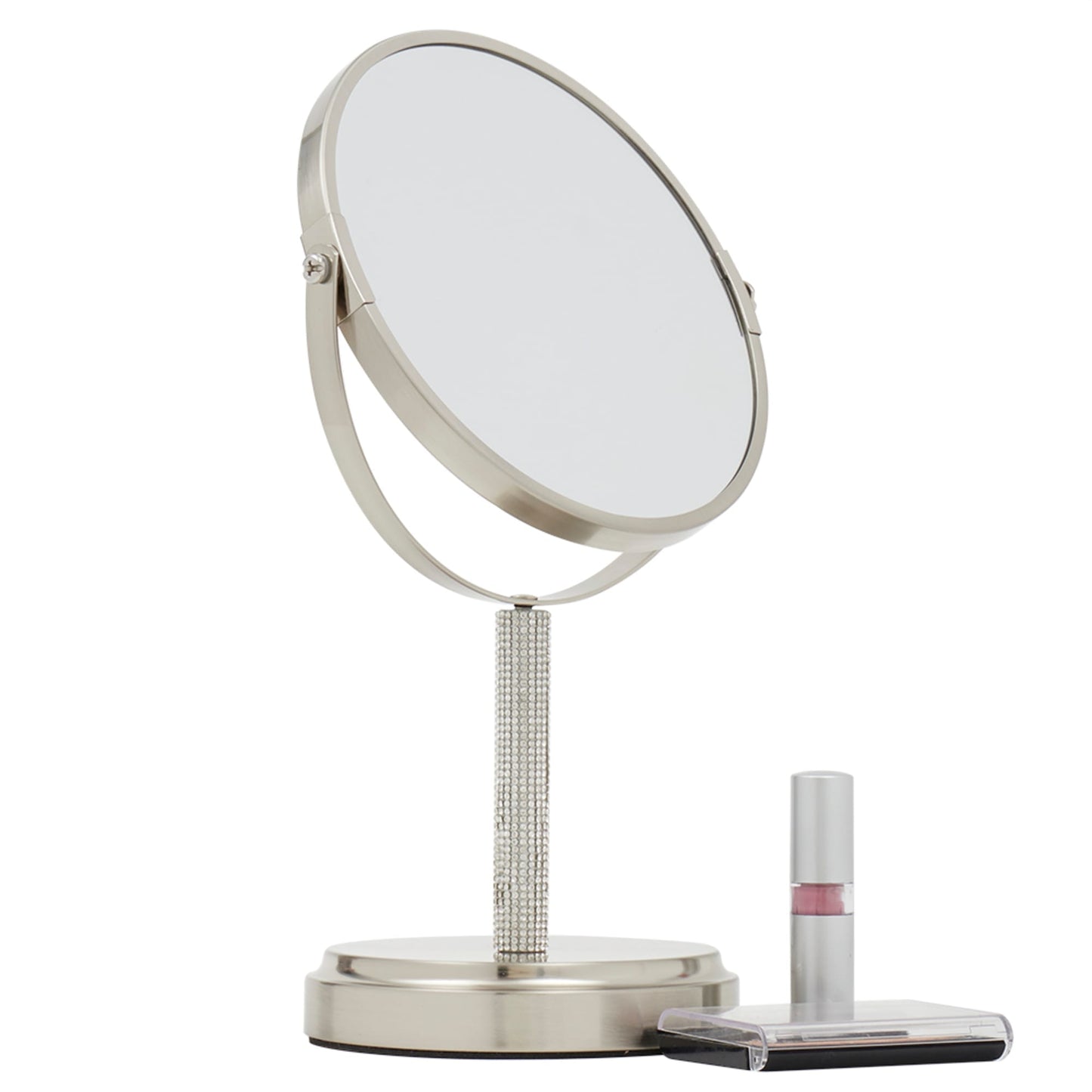 Diamond Double Sided Cosmetic Mirror, (1x/5x Magnification), Satin Nickel