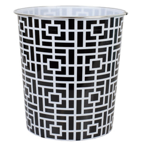 Home Basics Square 5 Liter Open Top Compact Decorative Round Waste Bin, Black - Black
