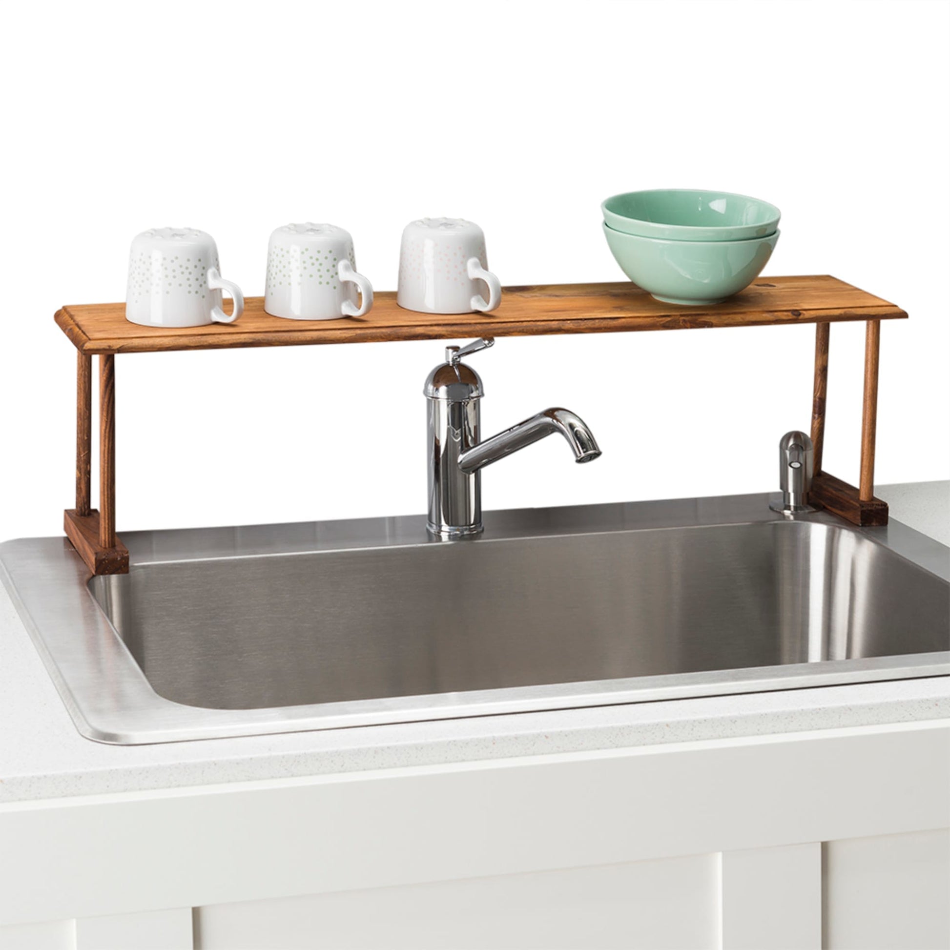 Home Basics 29.87 in. x 6.00 in. x 8.5 in. Over-the-Sink Wooden Shelf  SS01003 - The Home Depot