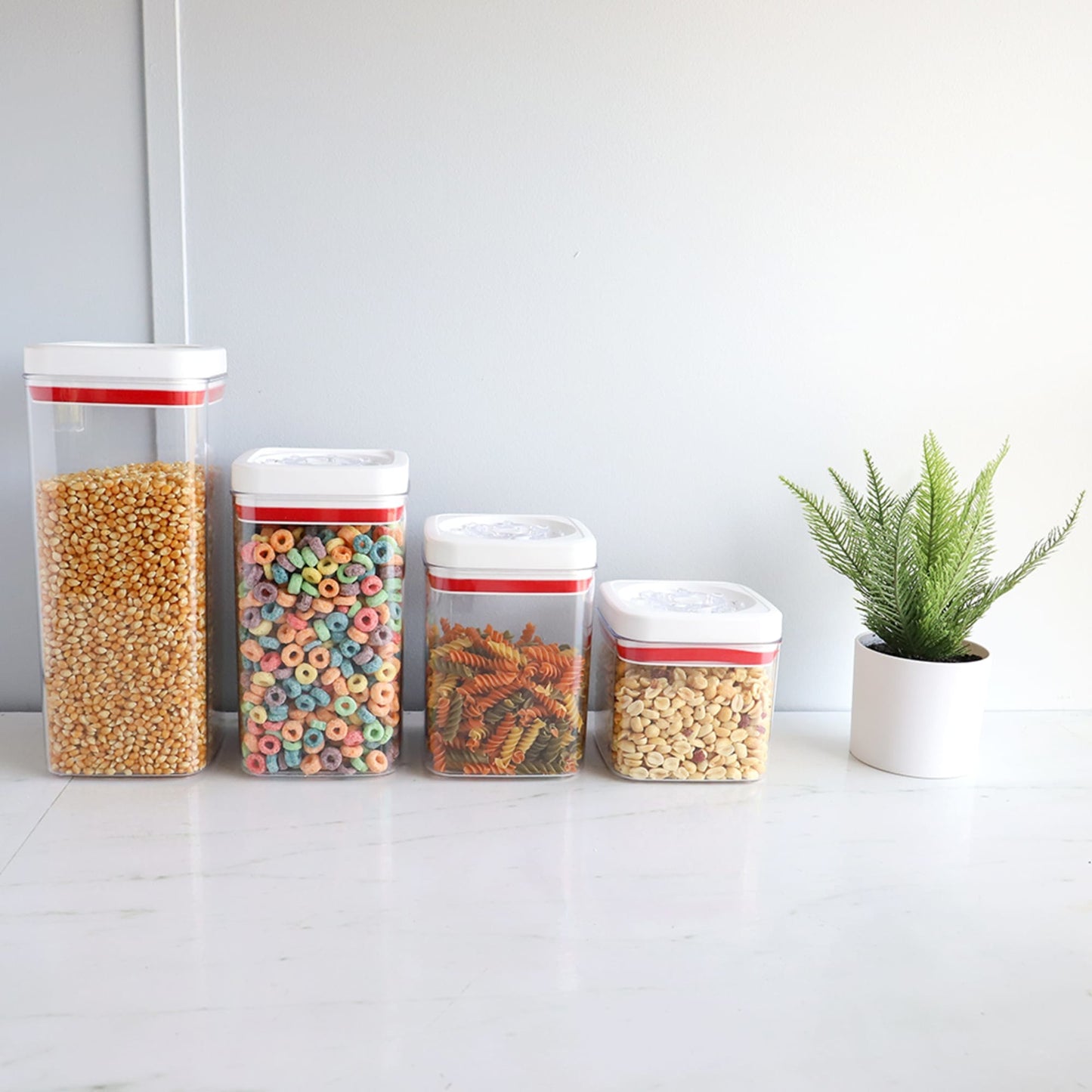 4 Piece Twist N’ Lock Square Canister Set