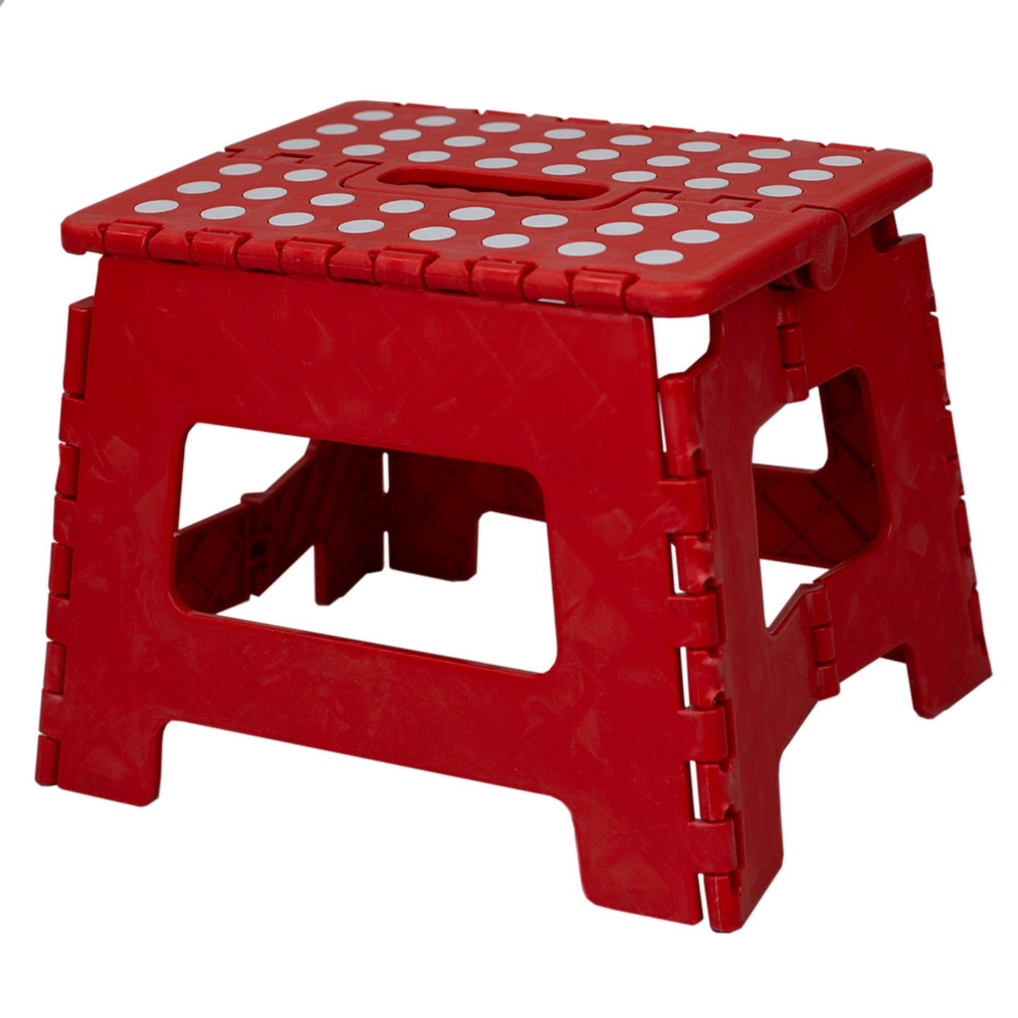 Home Basics Small  Plastic Folding Stool with Non-Slip Dots, Red - Red