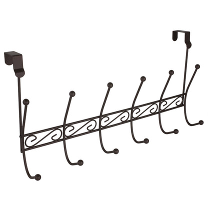 Steel Over the Door 6 Hook Hanging Rack, Bronze