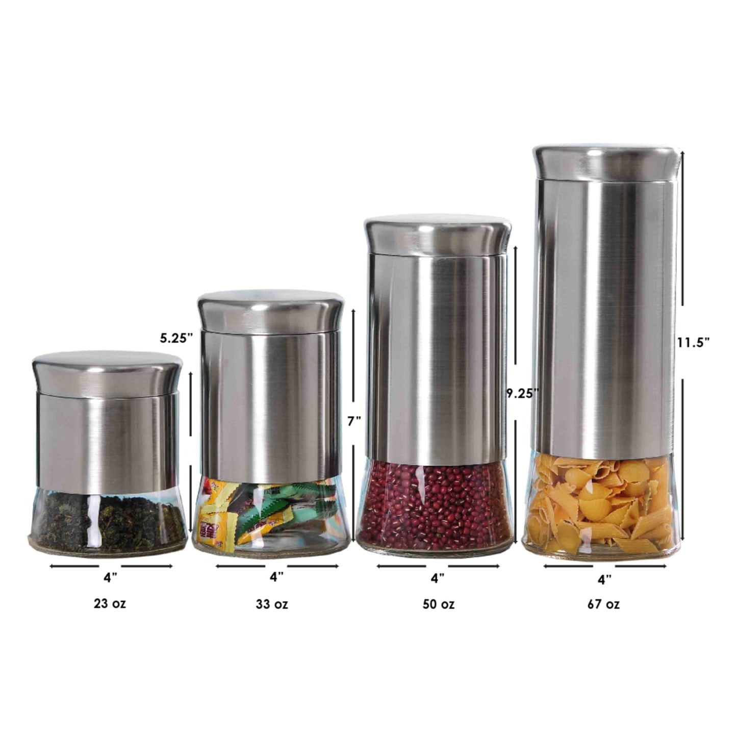 Essence Collection 4 Piece Stainless Steel Canister Set
