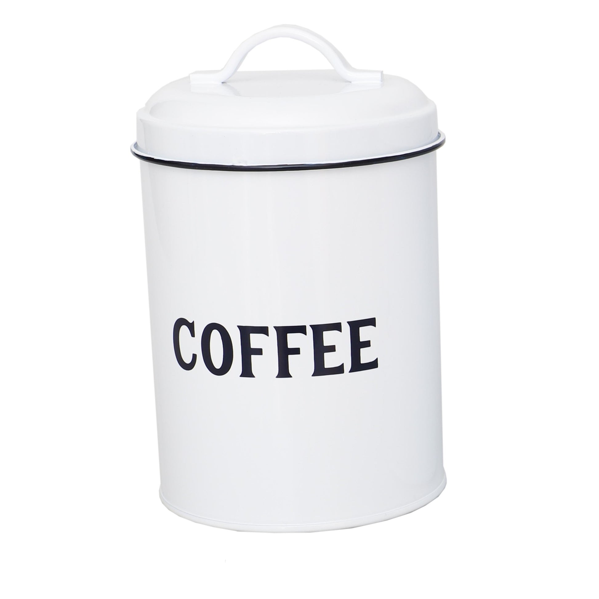 Home Basics Countryside Coffee Tin Canister, White - Coffee