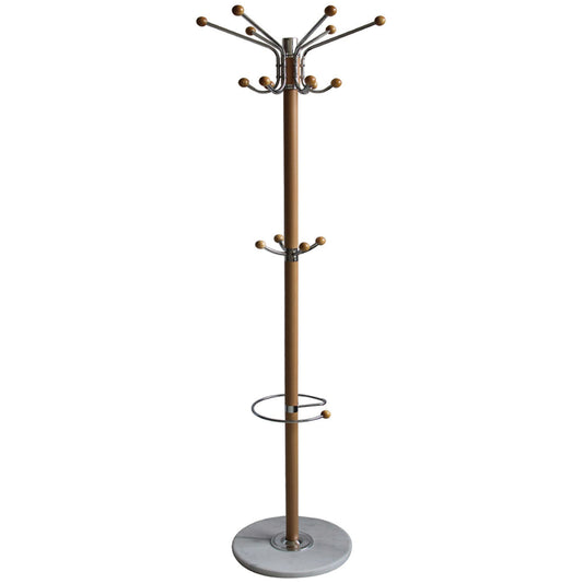 Coat Rack with Heavy Duty Marble Base, Natural