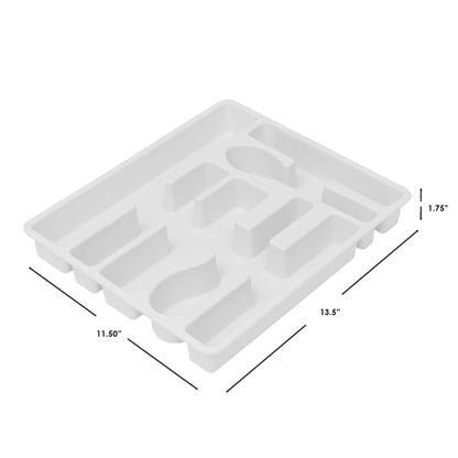 7 Molded Compartments Plastic Cutlery Tray, White