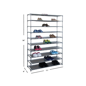 50 Pair Non-Woven Multi-Purpose Stackable Free-Standing Shoe Rack, Grey