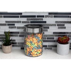 Chex Collection 37 oz. Medium Glass Canister with Stainless Steel Lid