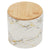 Marble Like Small Ceramic Canister with Bamboo Top, White