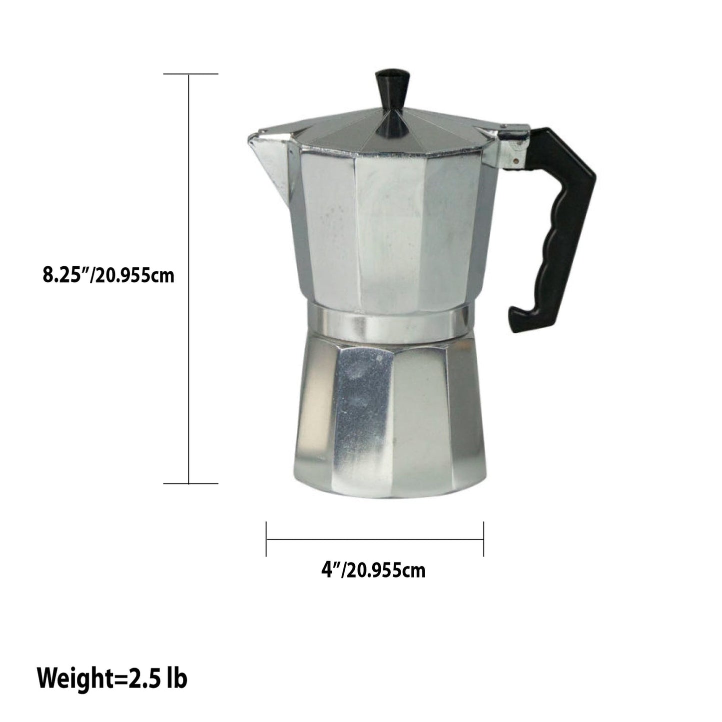 Home Basics 9 Cup Demitasse Shot Aluminum Stovetop Espresso Maker, Grey, HYDRATION