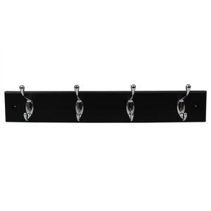 4 Double Hook Wall Mounted Hanging Rack, Black