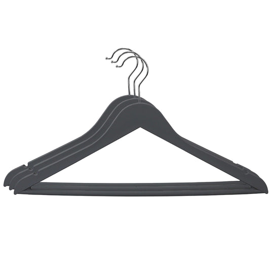 Non-Slip Space-Saving Rubberized Plastic Hangers, Charcoal