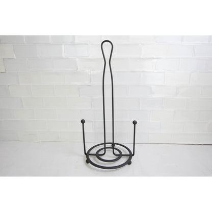 Wire Collection Free-Standing Paper Towel Holder with Double Dispensing Side Bar, Black