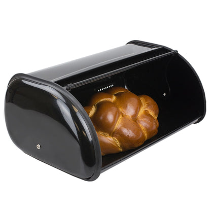 Roll Up Lid Steel Bread Box, Black