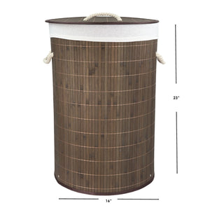 Round Foldable Bamboo Hamper, Brown