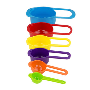 6 Piece Plastic Measuring Cup Set, Multi-Colored