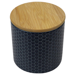 Honeycomb Small Ceramic Canister, Navy