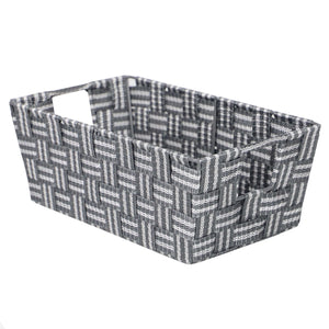 Stripe Woven Strap Small Storage Bin, Grey