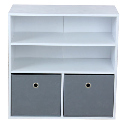 2 Cube Shelf with Two Non-Woven Bins, White