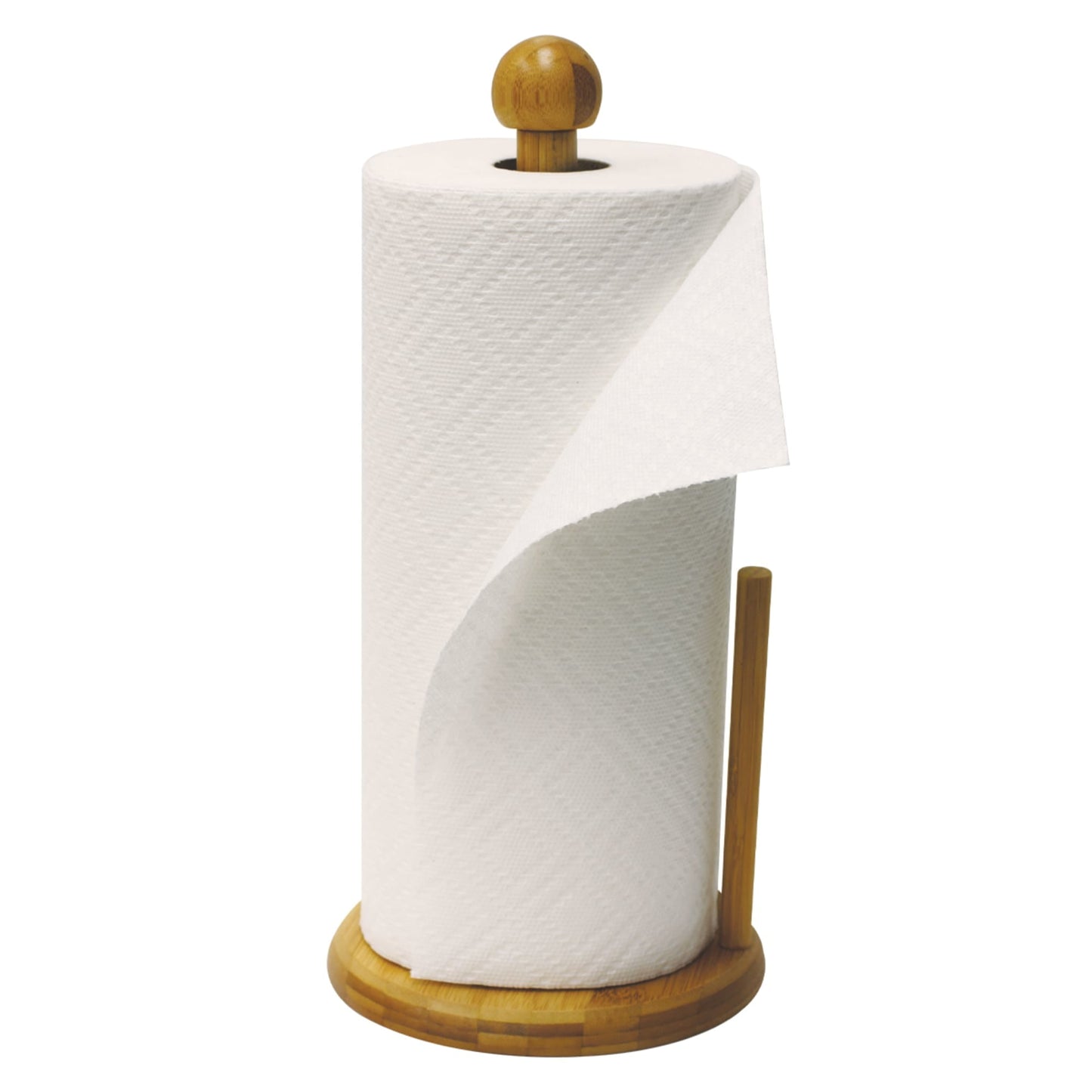 Easy Tear Bamboo Paper Towel Holder with Weighted Base, Natural