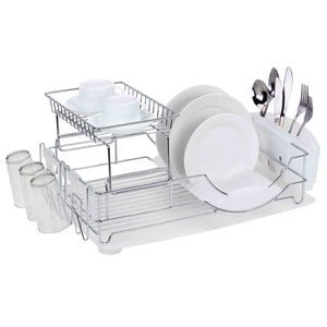 Chrome Plated Steel 2 Tier Deluxe Dish Drainer