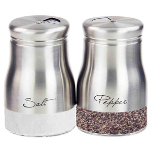 5 oz. Salt and Pepper Set with See-Through Glass Base, Silver