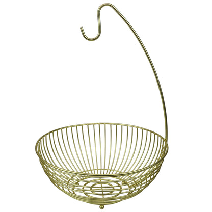 Halo Steel Fruit Basket with Banana Hanger, Gold