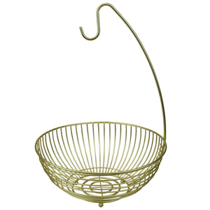 Halo Steel Fruit Basket with Banana Hanger, Gold