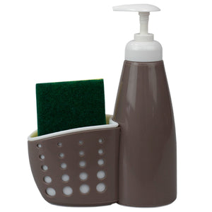 Soap Dispenser with Perforated Sponge Holder, Grey