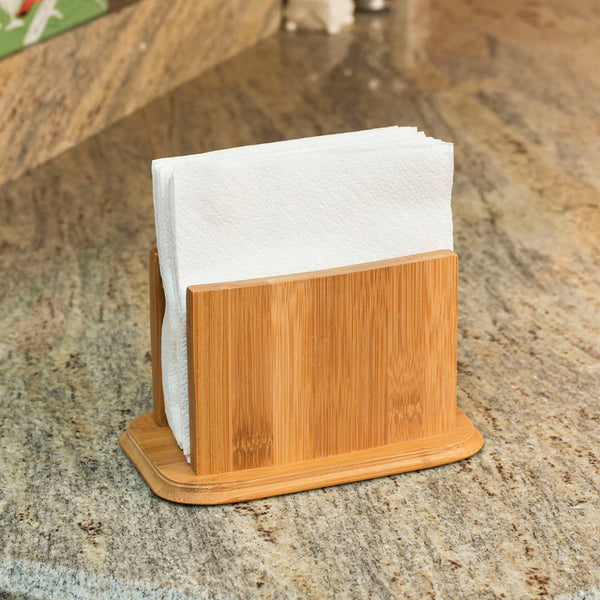 Premium Bamboo Freestanding Large Capacity Napkin Holder, Natural ...