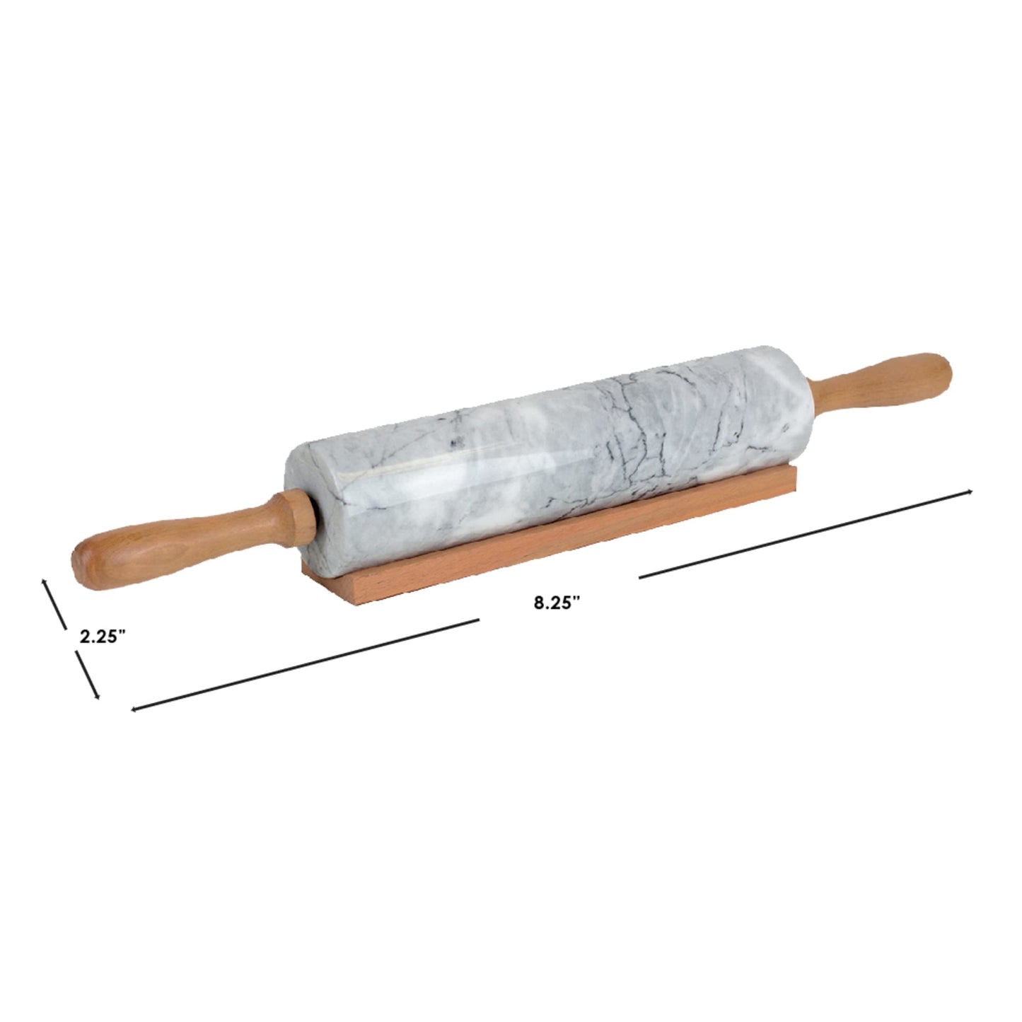 Marble Rolling Pin with Easy Grip Handles and Display Stand, White