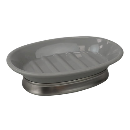 Rubberized Plastic Countertop  Pedestal Soap Dish with  Non-Skid Metal Base