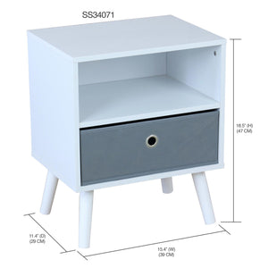 2 Cube Night Stand with Non-Woven Bin, White